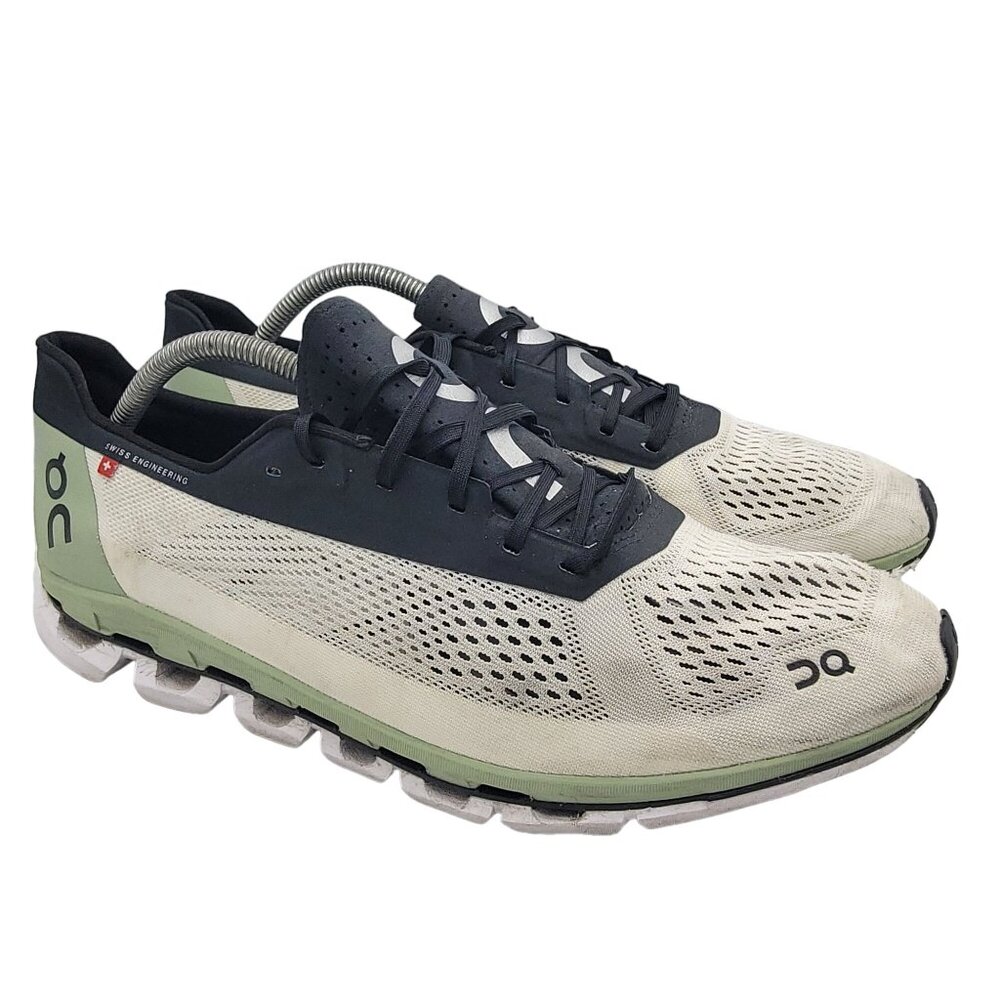 On Running Cloudboom Mens 12 White Black Green Shoes Athletic Running Walking